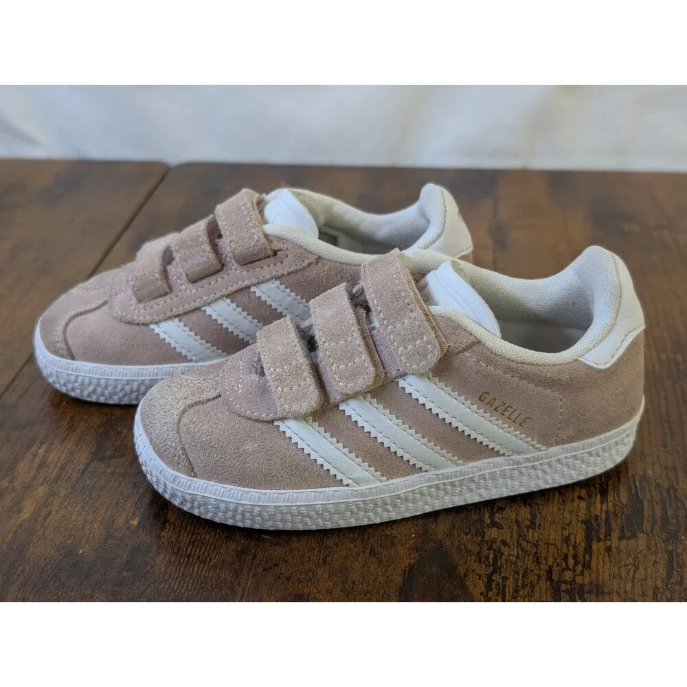 Adidas Gazelle Toddler Kids Size 8K Pink White Casual Shoes Walking Sneakers